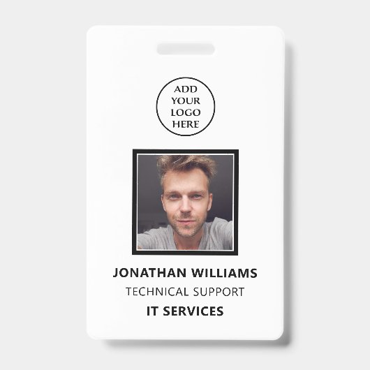 ビジネスモダンロゴスタッフ名ジョブタイトル写真ID バッジ (表面)