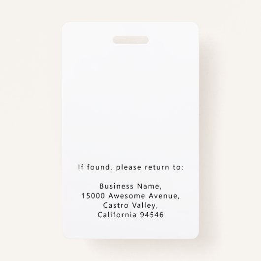 ビジネスモダンロゴスタッフ名ジョブタイトル写真ID バッジ (裏面)