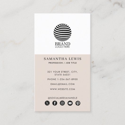 ビジネスモダンロゴソーシャルメディアQRコード 名刺 (正面)