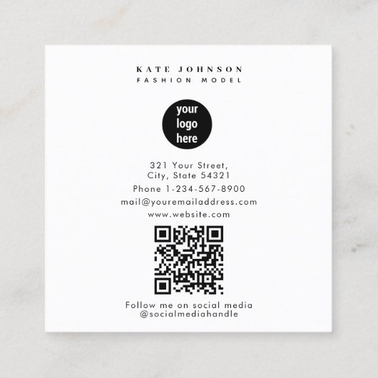 ビジネスモダンロゴファッション美しい写真 スクエア名刺 (裏面)