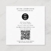 ビジネスモダンロゴフォトグラファー写真QRコード スクエア名刺 (裏面)