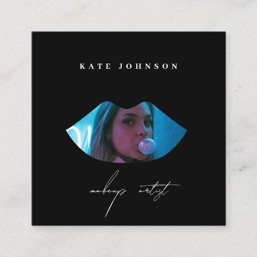 ビジネスモダンロゴフォトメイクアップアーティストリップ スクエア名刺 (正面)