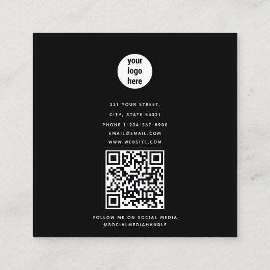 ビジネスモダンロゴフォトメイクアップアーティストリップ スクエア名刺 (裏面)