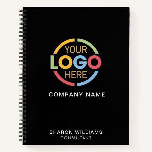 ビジネスモダンロゴブラックモノグラムイニシャル ノートブック (正面)