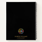 ビジネスモダンロゴブラック金ゴールドモノグラムイニシャル ノートブック (裏面)