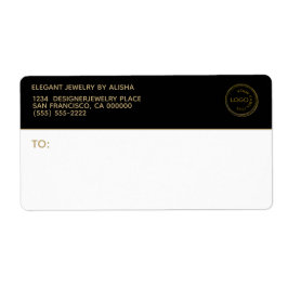 ビジネスモダンロゴブラック金ゴールド住所 シール