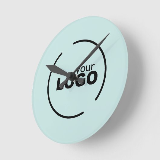 ビジネスモダンロゴライトターコイズ ラウンド壁時計 (傾斜)