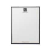 ビジネスモダンロゴ付き白黒金ゴールド ノートパッド (回転)