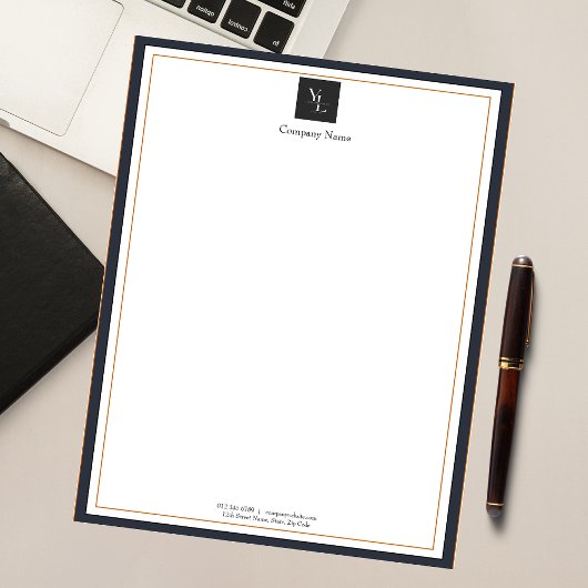 ビジネスモダンロゴ付き白黒金ゴールド ノートパッド
