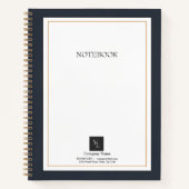 ビジネスモダンロゴ付き白黒金ゴールド ノートブック (正面)