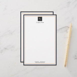 ビジネスモダンロゴ付き白黒金ゴールド 便箋