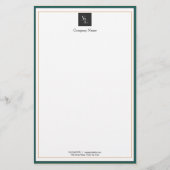 ビジネスモダンロゴ付き緑の白金ゴールド 便箋 (正面)