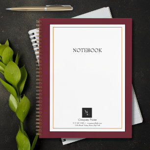 ビジネスモダンロゴ付き赤い白色金ゴールド ノートブック