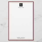 ビジネスモダンロゴ付き赤い白色金ゴールド 便箋 (正面)