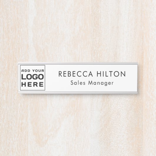 ビジネスモダンロゴ会社の従業員のカスタム サインプレート (正面)