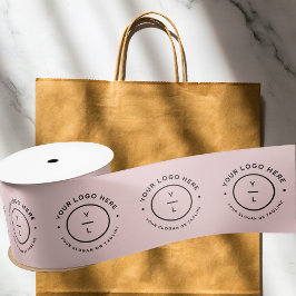 ビジネスモダンロゴ会社ブランドピンクのパッケージ サテンリボン