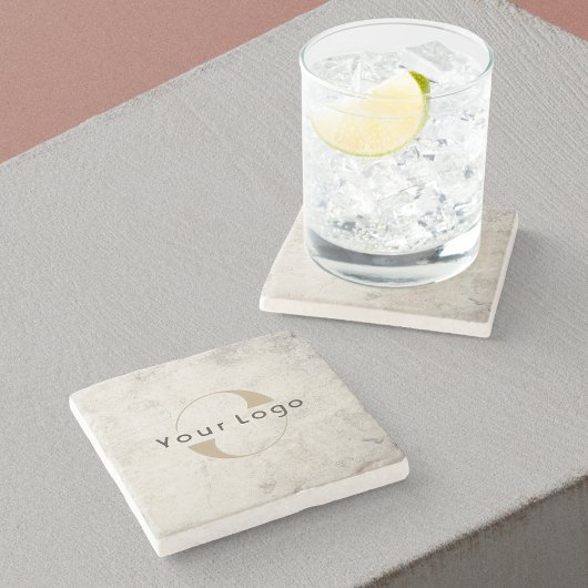 ビジネスモダンロゴ会社白黒大理石 ストーンコースター