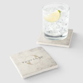 ビジネスモダンロゴ会社白黒大理石 ストーンコースター (横)