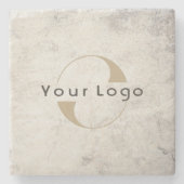 ビジネスモダンロゴ会社白黒大理石 ストーンコースター (正面)