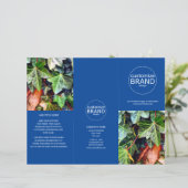 ビジネスモダンロゴ写真3つ折ブルーパンフレット (スタンド正面)