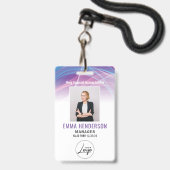 ビジネスモダンロゴ従業員の写真 バッジ (正面（ネックストラップ付）)