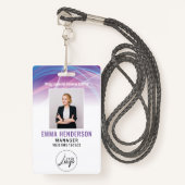 ビジネスモダンロゴ従業員の写真 バッジ (正面ランヤード)