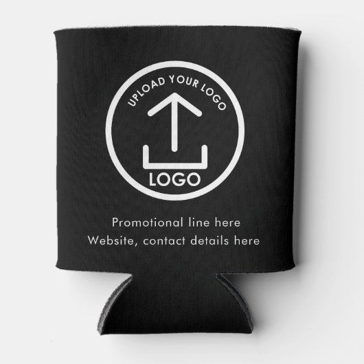 ビジネスモダンロゴ文字プロモーションQRコードブラック 缶クーラー (正面)