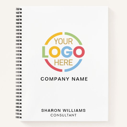 ビジネスモダンロゴ白黒モノグラムイニシャル ノートブック (正面)