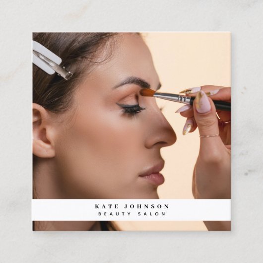 ビジネスモダンロゴ美しい美容師写真 スクエア名刺 (正面)