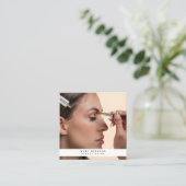 ビジネスモダンロゴ美しい美容師写真 スクエア名刺 (スタンド正面)