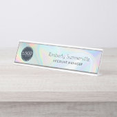 ビジネスモダンロゴ虹色の同僚のカスタム デスクネームプレート (正面)