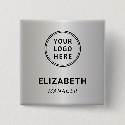 ビジネスモダンロゴ銀名タグ 缶バッジ (正面)
