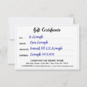 ビジネスモダンロゴ、編集可能なギフト証明書 (裏面)