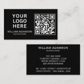 ビジネスモダンロゴ、QRコード | ブラックプロフェッショナル 名刺 (正面/裏面)