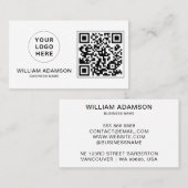 ビジネスモダンロゴ、QRコード | ホワイトプロフェッショナル 名刺 (正面/裏面)