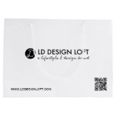 ビジネスモダンロゴQRコードカスタムテンプレート ラージペーパーバッグ (裏面)