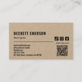 ビジネスモダンロゴQRコードクラフト 名刺 (裏面)