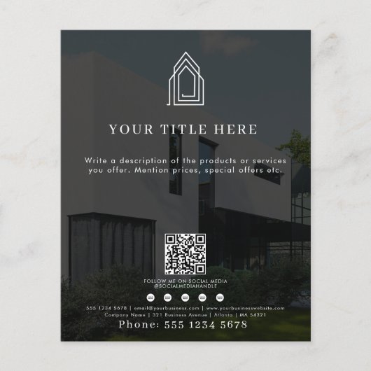 ビジネスモダンロゴQRコードソーシャルメディア写真 チラシ (正面)
