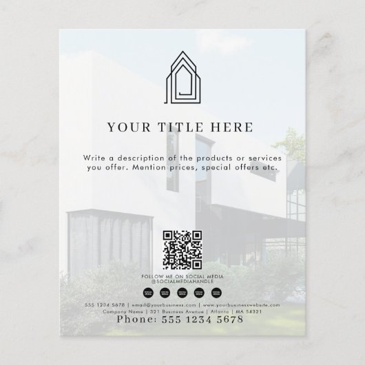 ビジネスモダンロゴQRコードソーシャルメディア写真 チラシ (正面)