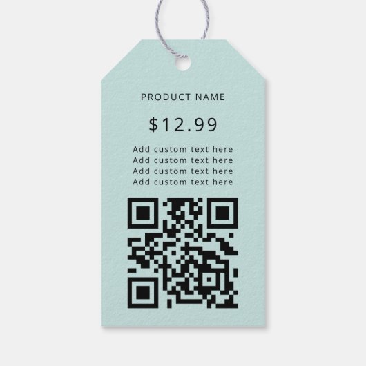 ビジネスモダンロゴQRコードターコイズ価格ラベル ギフトタグ (裏面)