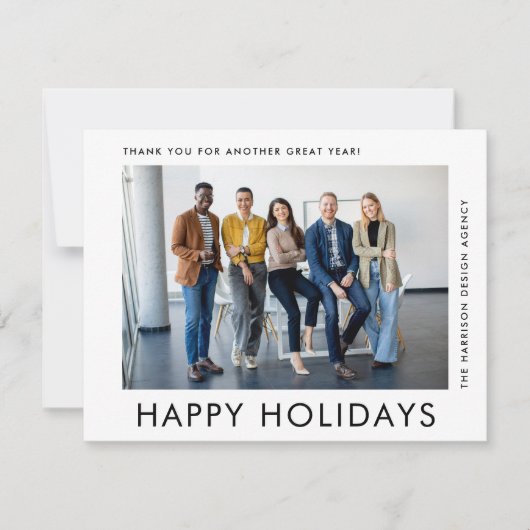 ビジネスモダンロゴQRコードフォトクリスマス シーズンカード (正面)