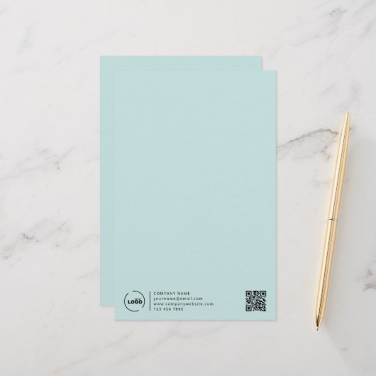 ビジネスモダンロゴQRコードライトターコイズ 便箋 (正面/裏面インサイチュ)