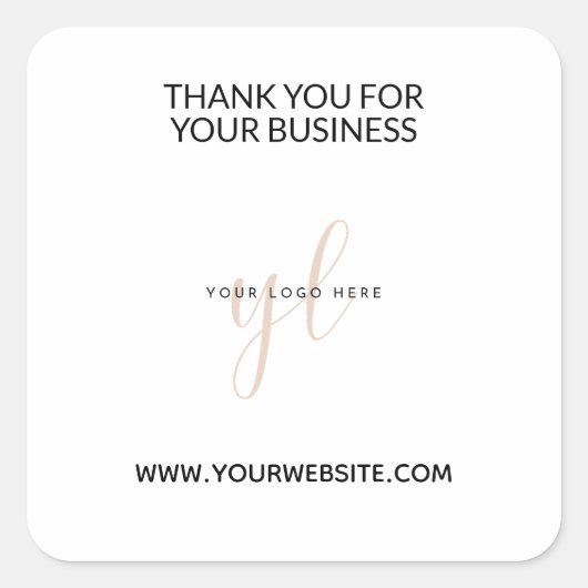 ビジネスモダンロゴWebサイトブランドサンキュー スクエアシール (正面)