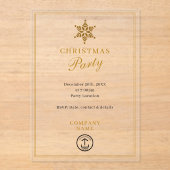 ビジネスモダン企業ののクリスマスパーティー金ゴールド アクリル招待状 (正面)