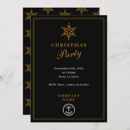 ビジネスモダン企業ののクリスマスパーティー金ゴールド 招待状