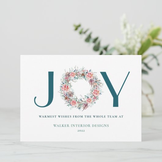 ビジネスモダン企業のクリスマスJOYリース シーズンカード (スタンド正面)