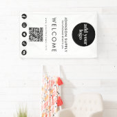 ビジネスモダン会社のロ企業のゴとQRコード 横断幕 (インサイチュ)