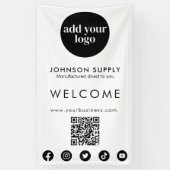 ビジネスモダン会社のロ企業のゴとQRコード 横断幕 (縦)