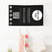 ビジネスモダン会社のロ企業のゴとQRコード 横断幕 (インサイチュ)