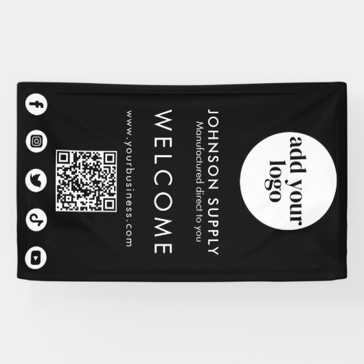ビジネスモダン会社のロ企業のゴとQRコード 横断幕 (横)